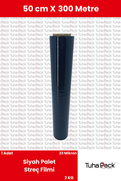 tuhapack plastic packaging Streç Film 50cm X 250m 1 Adet, Siyah, 23 Mikron, 2...