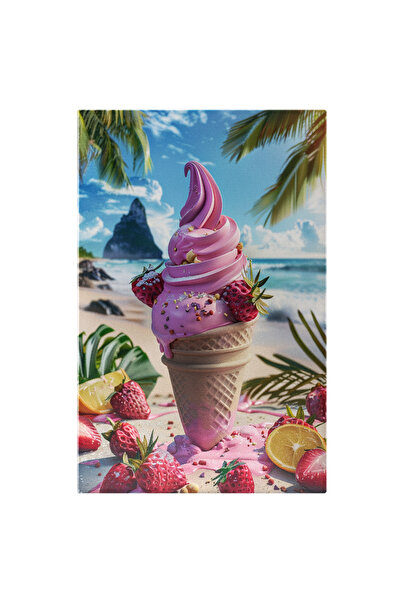 StoryGift Romania Tablou Canvas Înghețată De Căpșuni Cu Felii De Lămâie Plaja...