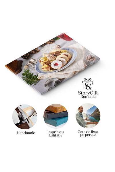 StoryGift Romania Tablou Canvas, Delicii Festive: Biscuiti Cu Scortisoara Pe Masa - Sezon, Dulce, Craciun