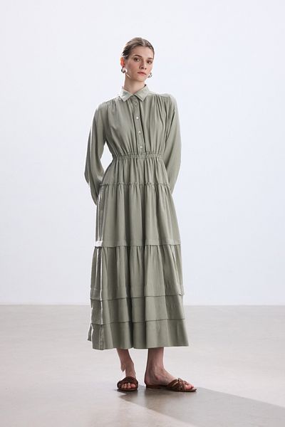BE BLUE Light Khaki Ribbed Modal Dress