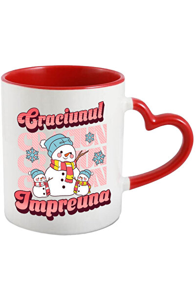 StoryGift Romania Cana cu Portret Familie Oameni De Zapada Veseli Colorati Te...