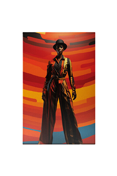 StoryGift Romania Tablou Canvas: Femeie De Culoare In Haine Cu Dungi De Diver...