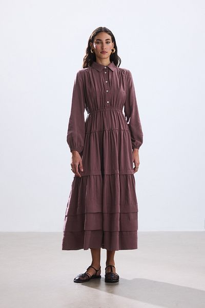 BE BLUE Dried Rose Ribbed Modal Dress
