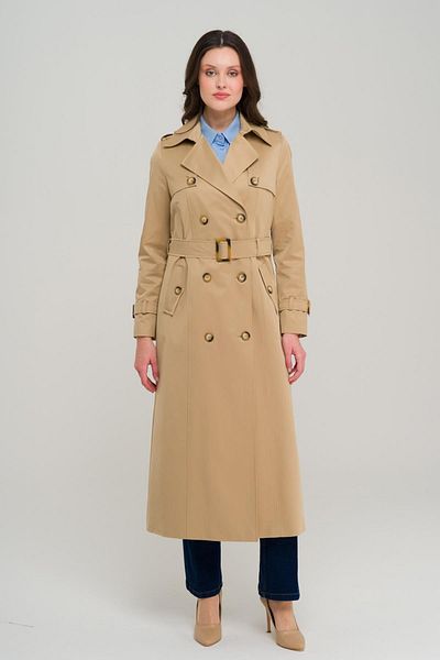 Olcay Double Breasted Water Repellent Trench Coat with Epaulettes and Cape Detail Kamel 6695