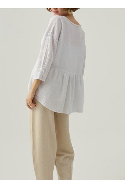 Rosidam Long Sleeve Linen Cardigan with Tie Front Detail