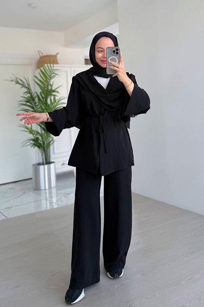 Ka Hijab Shawl Collar Suit - Black