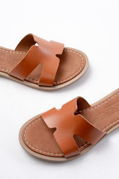 serkanseyyid 169-6100 Tan Orthopedic Genuine Leather Women's Slippers