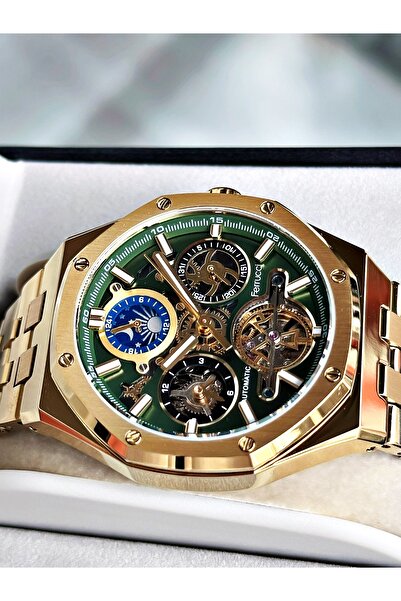 Ferrucci Gold Color Mechanism Luxury Business Model Automatic Mechanism Men's Wrist Watch + Bracelet