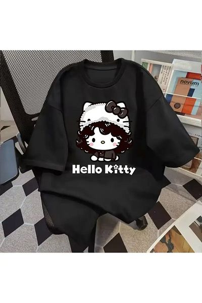 Touz Moda H Kitty Printed Unisex Oversize T-Shirt