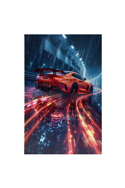 StoryGift Romania Tablou Canvas Masina Sport Rosie Care Face Drifturi Pe O St...