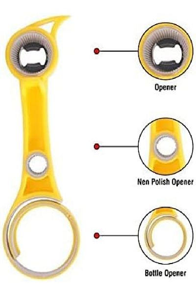 CLASSYTOUCH Jar, Can & Bottle Opener – Multifunctional Kitchen Tool with Tight Grip Handle (Yellow)