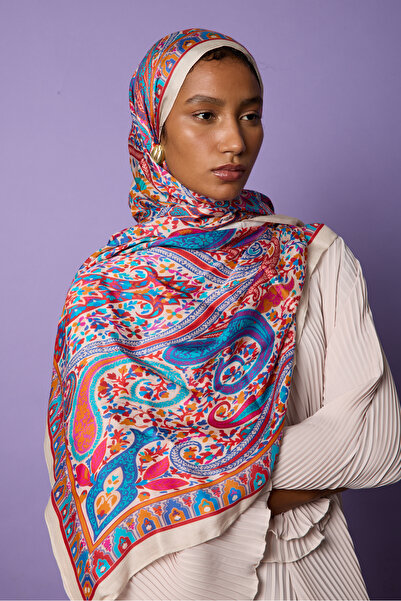 tuaipek İNCİRA ȘAL organic din viscoză - Motiv floral etnic