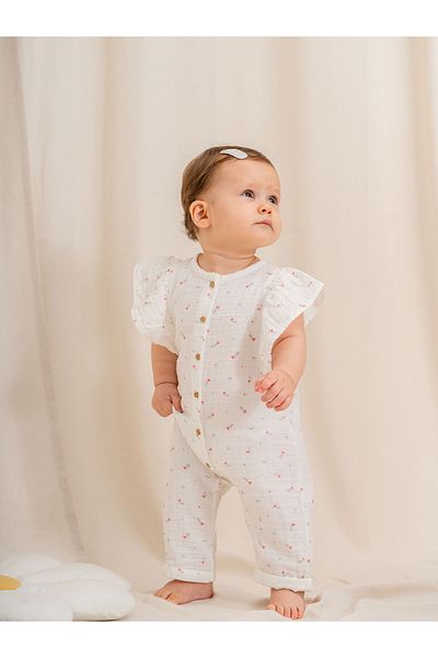 Kidaxi Crisp Patterned Muslin Baby Romper |   Breathable Soft Fabric |   3-24 Months