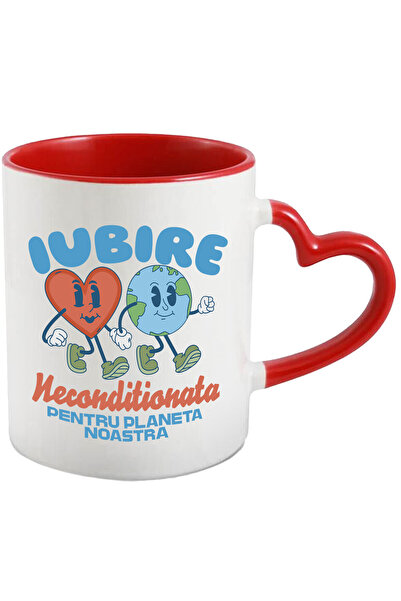 StoryGift Romania Cana cu Cuplu Fericit Planeta Terra Inima Rosie Text Iubire...