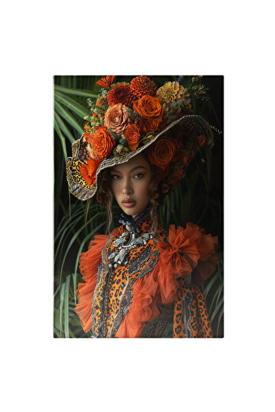 StoryGift Romania Tablou Canvas Moda Din Jungla, Femeie Cu Palarie De Trandaf...