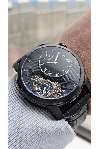 Raymond Rym-5210 Quartz Men's Wristwatch - Steel Case and Leather Cord - 2 Years Warranty