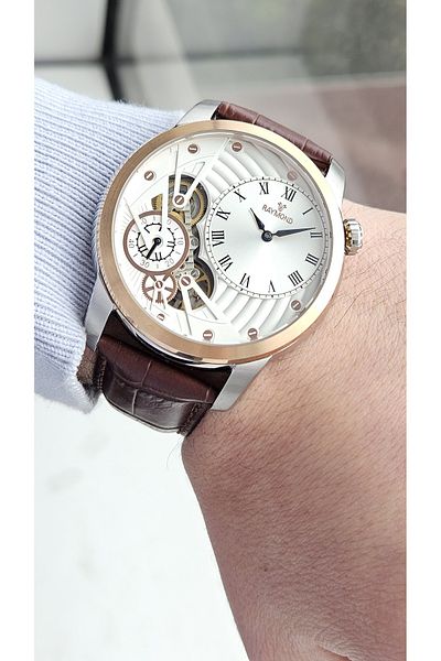 Raymond Rym-5210 Quartz Men's Wristwatch - Steel Case and Leather Cord - 2 Years Warranty
