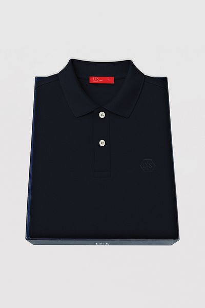 D'S Damat Ds Damat Slim Fit Navy Blue Boxed Polo Neck T-Shirt