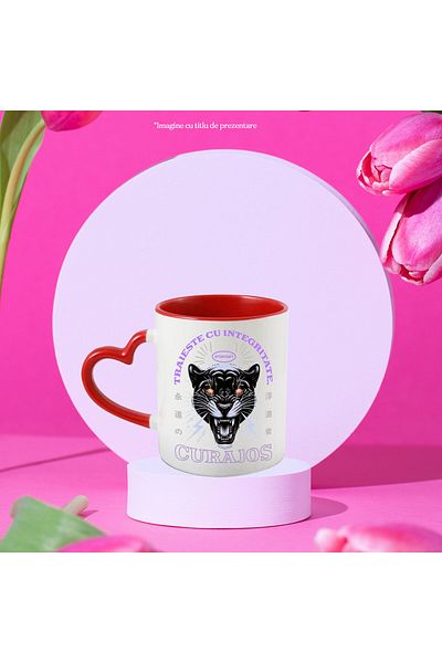 StoryGift Romania Mug with Angry Cat Cheetah With Red Eyes Text Live With Pure Integrity, With ,STG