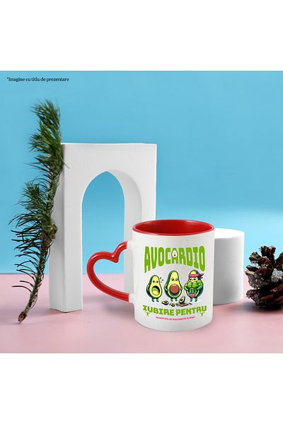 StoryGift Romania 3 avocados at the gym love for sports mug, 330ml, Ceramic with Red Heart Handle, With,STG