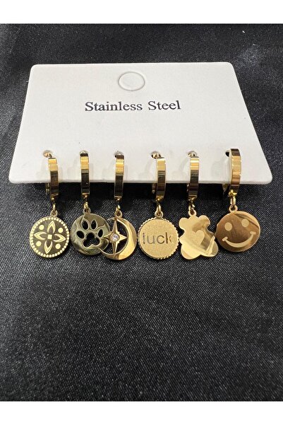 Meri Set of Six Steel Earrings with Different Figures
