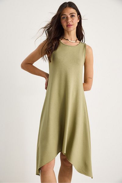 Bianco Lucci Women's Asymmetrical Cut Thick Strap Comfortable Summer Modal Dress 4034 60284053