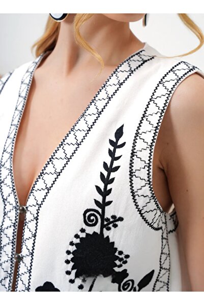 DİMA Візерунковий жилет з підтяжками з суміші льону