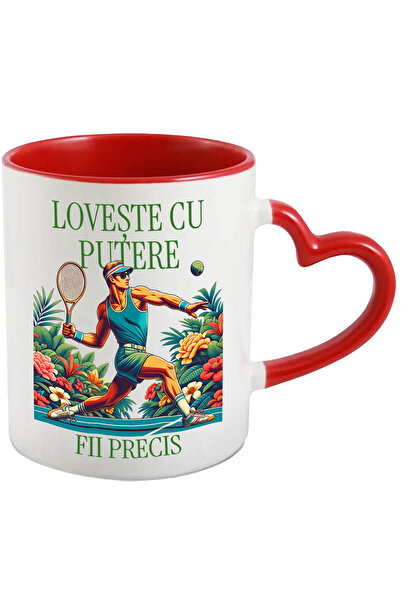 StoryGift Romania Cana Om jucand tennis pe teren iubitor de sport, 330ml, Cer...