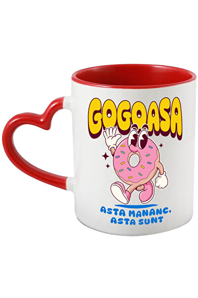 StoryGift Romania Cana cu Gogoasa Glazurata Roz Facand Cu mana Salutare Text ...