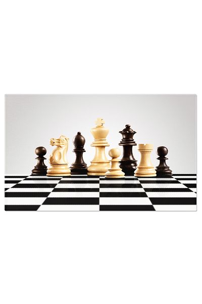 StoryGift Romania Tablou Canvas Sah Piesele Jocului In Alb Si Negru Inteligenta Strategica, Batalie De Minti