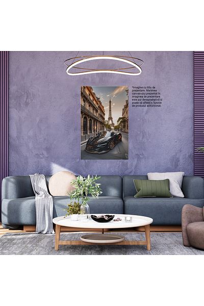 StoryGift Romania Tablou Canvas Lux Pe Modul Sport Pe Străzile Mici Din Paris- Turnul Eiffel În Fundal, Clădiri S