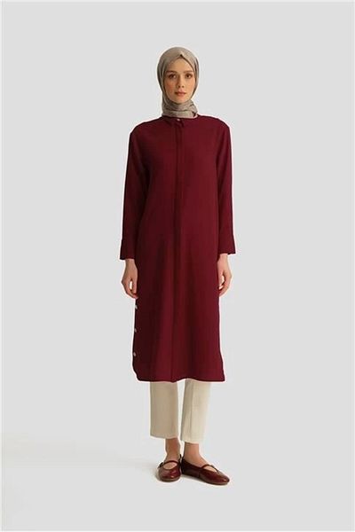 Armine Rochie tunică cu capse 25yh4406 Roșu Claret