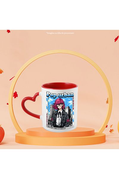 StoryGift Romania Pink Hair Girl Mug Urban Pop. Metropolitan Melodies, 330ml, Ceramic with Ini Handle, With ,STG