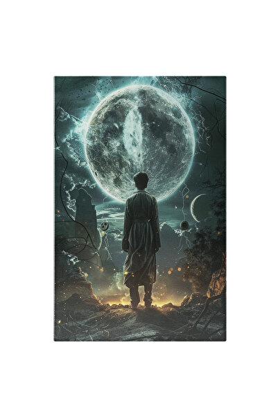 StoryGift Romania Tablou Canvas Imagine Fantasy , Baiat Privit Din Spate, Privind Către Lună - Magie Sub Lumina L