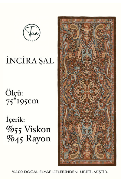 tuaipek İNCİRA ȘAL organic din viscoză - Motiv floral etnic