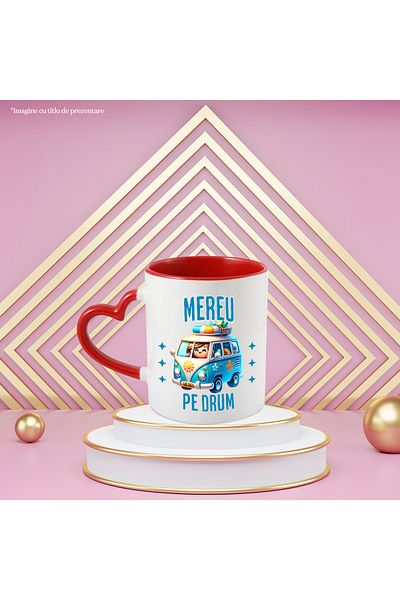 StoryGift Romania Mug always on the road girl on a journey adventure, 330ml, Ceramic with Heart Handle R, Cu, STG