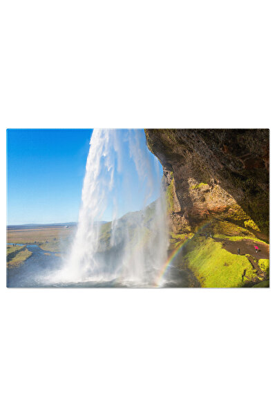 StoryGift Romania Tablou Canvas: Cascada Seljalandsfoss In Islanda, O Minunatie Naturala Sub Cerul Albastru