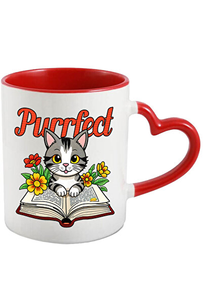 StoryGift Romania Cana cu Pisica Gri Citind carte Imensa Text Purrfect, Anima...