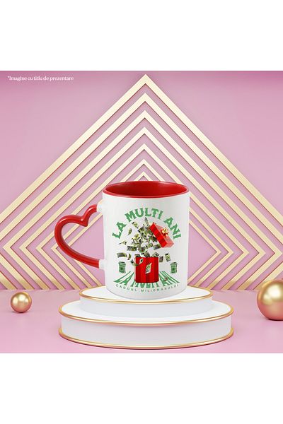 StoryGift Romania _Happy Birthday_ Mug - Millionaire's Gift, 330ml, Ceramic with Red Heart Handle, With M,STG.