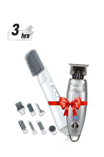 sonashi 7-In-1 Hair Styler 550W With Rechargeable Hair Clipper 5W Combo
