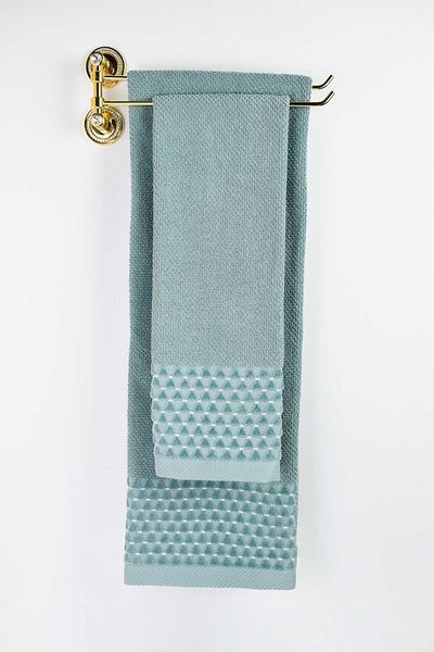 Biriz Moda Murano Velvet Jacquard Bath Towel with Border - Aqua