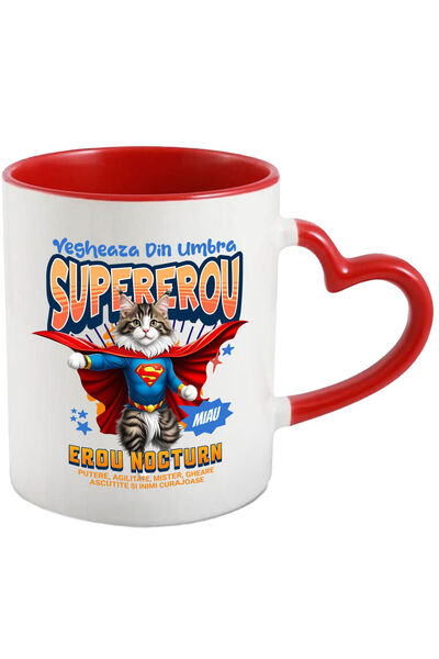 StoryGift Romania Cana cu Ragdoll Pisica In Costum de SuperMan cu Pelerina, E...