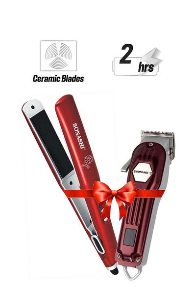 sonashi Hair Straightener 40W With Rechargeable Hair Clipper Combo