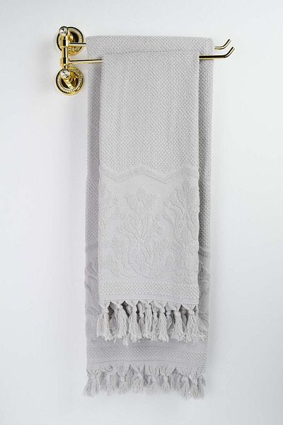 birizmoda Rita Jacquard Fringed Bath Towel - Gray