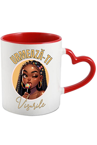 StoryGift Romania Cana Fata cu acadea, afro, Text motivational Urmeaza-ti Vis...