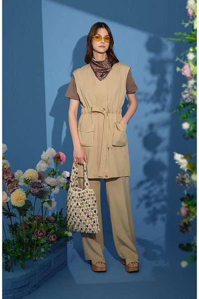 Fatma Atasoy Safari Palazzo Milk Brown Trousers