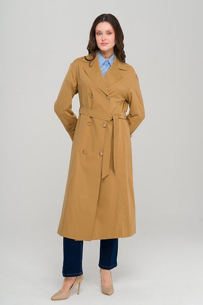 Olcay Oversize Unlined Trench Coat with Zipper on the Shoulder Taba 6698