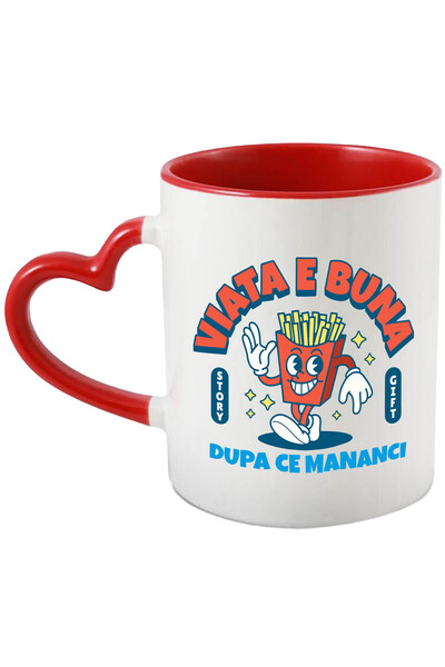StoryGift Romania Cana cu Portie Cartofi Prajiti Vesela Text Viata E Buna Dup...