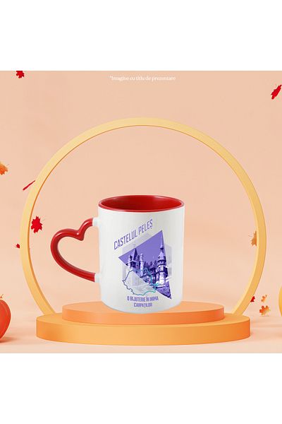 StoryGift Romania Peles Castle Mug, a Jewel in the Heart of the Carpathians, 330ml, Ceramic with Handle in Wood, with STG.