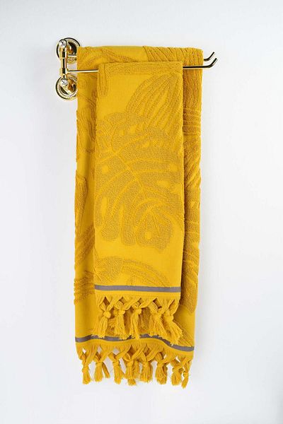 birizmoda Botanical Garden Fringed Bath Towel - Yellow